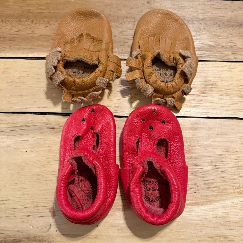 Bird Rock Baby 2 Pairs of Soft Sole Leather Shoes